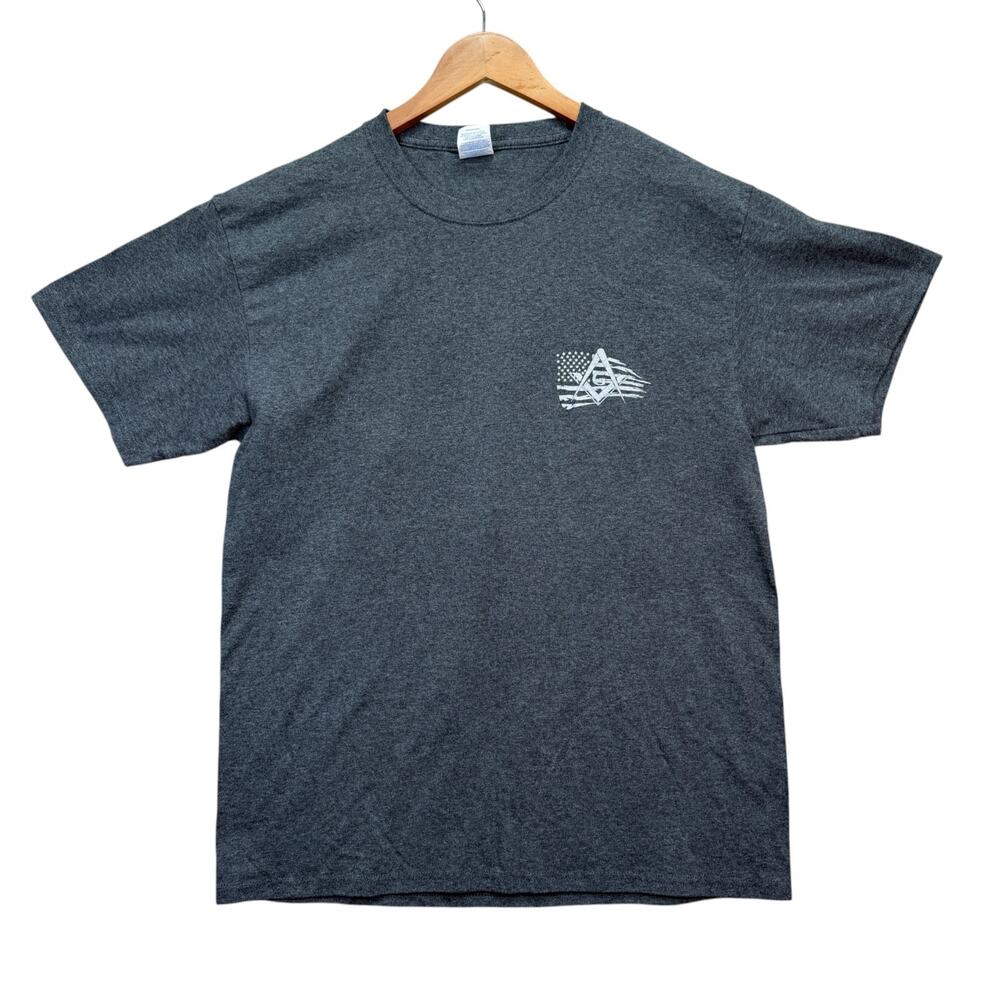 VTG Free Masons T Shirt Gray Logo Oath Book Break Never Tee Deadstock USA sz L